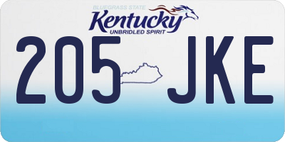 KY license plate 205JKE
