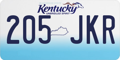 KY license plate 205JKR