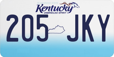 KY license plate 205JKY
