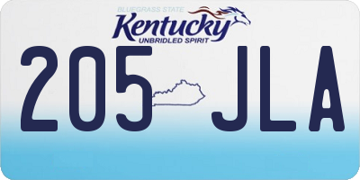 KY license plate 205JLA
