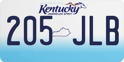 KY license plate 205JLB