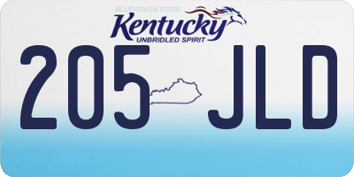 KY license plate 205JLD