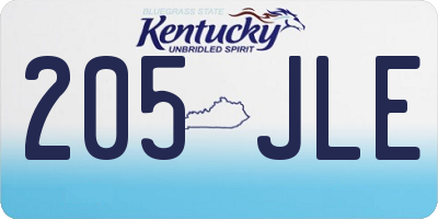 KY license plate 205JLE