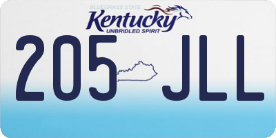 KY license plate 205JLL