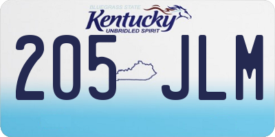 KY license plate 205JLM