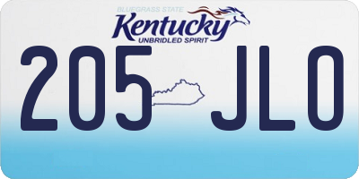 KY license plate 205JLO