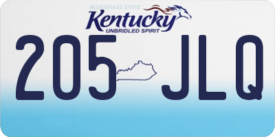 KY license plate 205JLQ