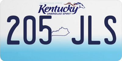 KY license plate 205JLS
