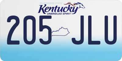 KY license plate 205JLU