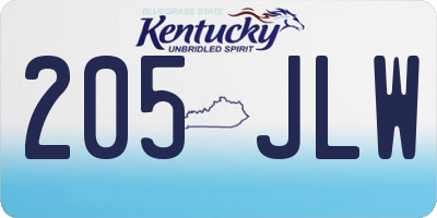 KY license plate 205JLW