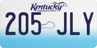 KY license plate 205JLY