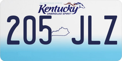 KY license plate 205JLZ