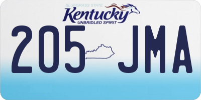 KY license plate 205JMA