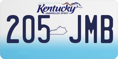 KY license plate 205JMB
