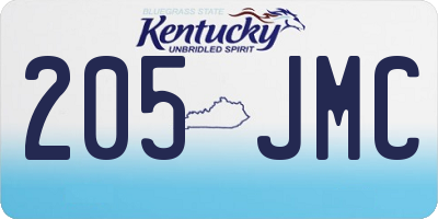 KY license plate 205JMC