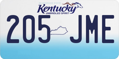KY license plate 205JME