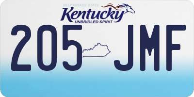 KY license plate 205JMF