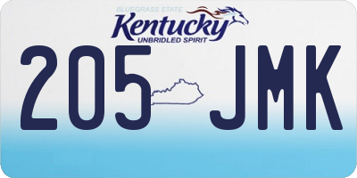 KY license plate 205JMK