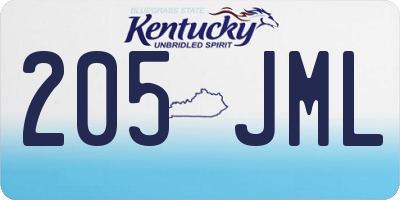 KY license plate 205JML
