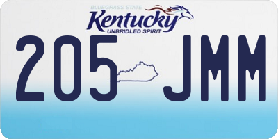 KY license plate 205JMM