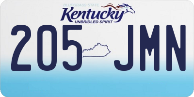 KY license plate 205JMN