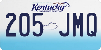 KY license plate 205JMQ