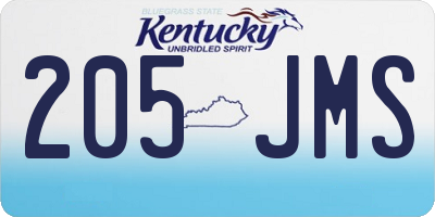 KY license plate 205JMS