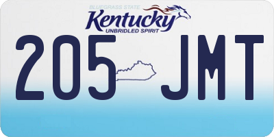KY license plate 205JMT