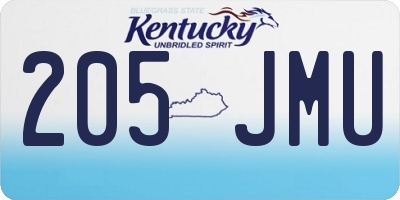 KY license plate 205JMU