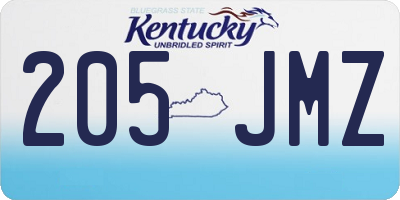 KY license plate 205JMZ