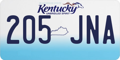 KY license plate 205JNA