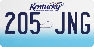 KY license plate 205JNG