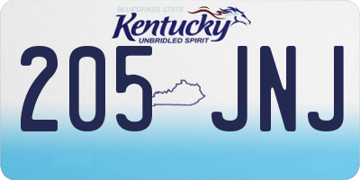 KY license plate 205JNJ
