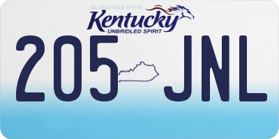 KY license plate 205JNL