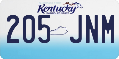 KY license plate 205JNM