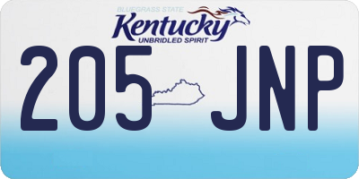 KY license plate 205JNP