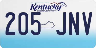 KY license plate 205JNV