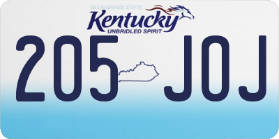 KY license plate 205JOJ