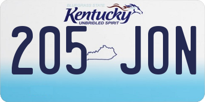 KY license plate 205JON