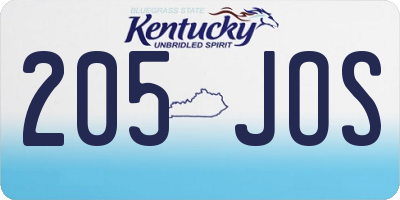 KY license plate 205JOS