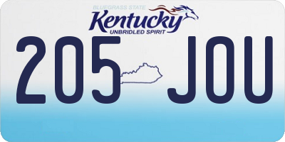 KY license plate 205JOU