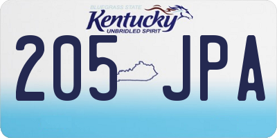 KY license plate 205JPA