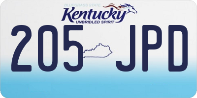 KY license plate 205JPD