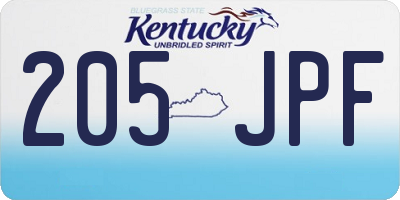 KY license plate 205JPF