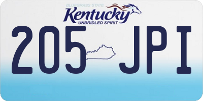 KY license plate 205JPI