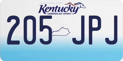 KY license plate 205JPJ