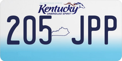 KY license plate 205JPP