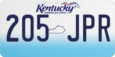 KY license plate 205JPR