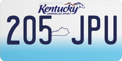 KY license plate 205JPU
