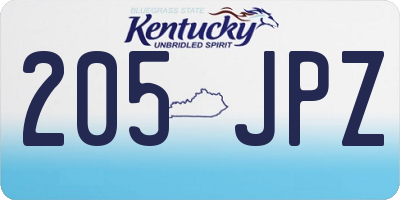 KY license plate 205JPZ